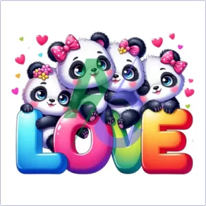 Imagen Baby Panda Love PNG 20x16 pulgadas 300dpi para Sublimación y DTF